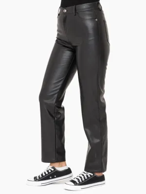Faux Leather Straight Leg Pants