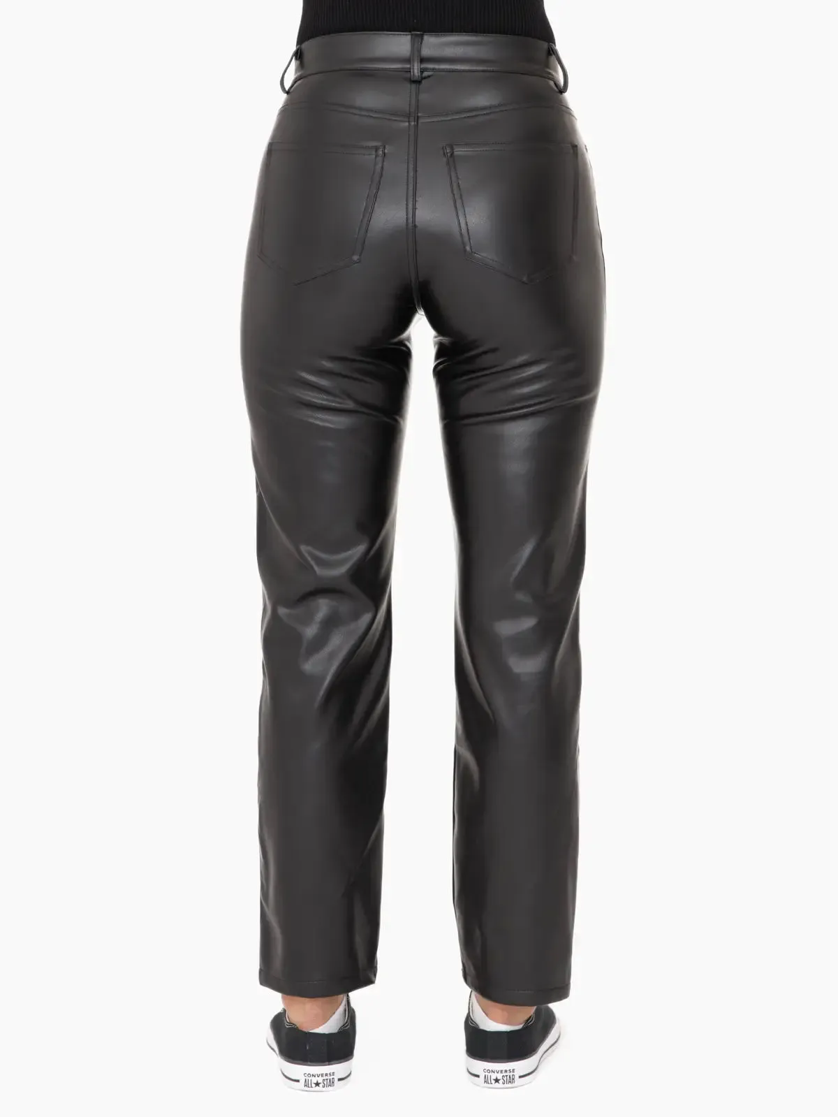 Faux Leather Straight Leg Pants