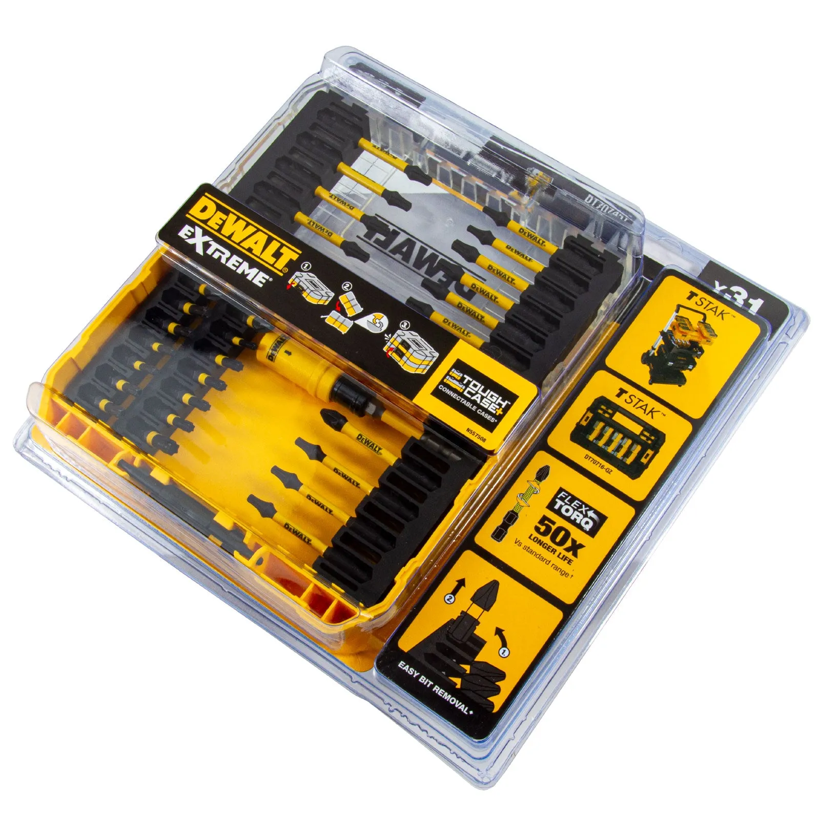 Flextorq Bit-Set 31-tlg. mit Bithalter, Schlagfest, Schrauberbits T / PH / PZ, DT70745T