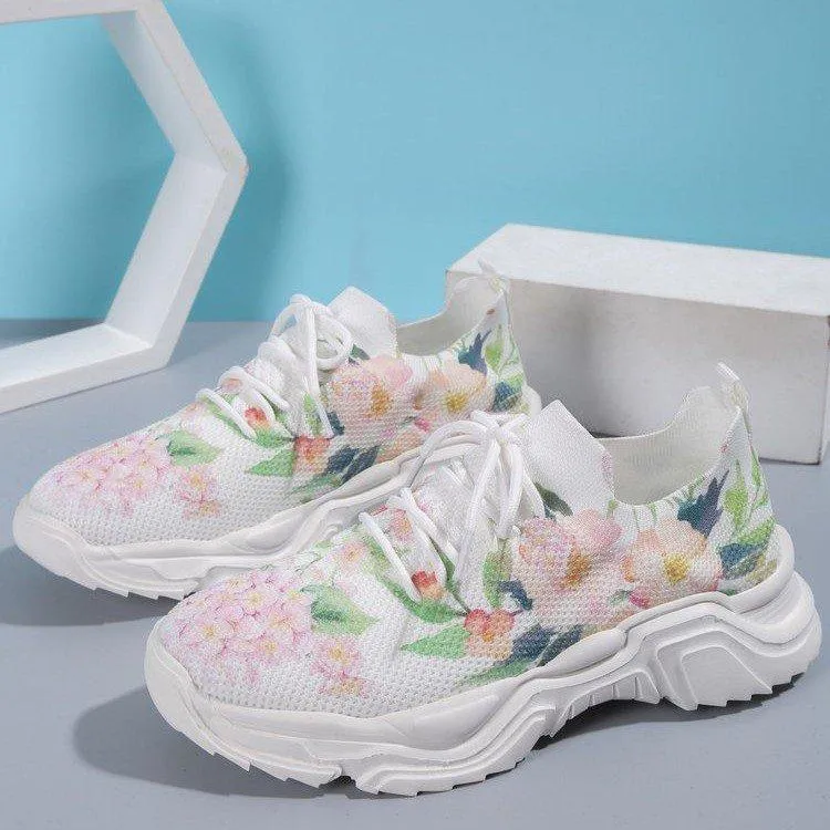 Floral Print Lace-up Breathable Orthopedic Sneakers - Last Day 60% OFF
