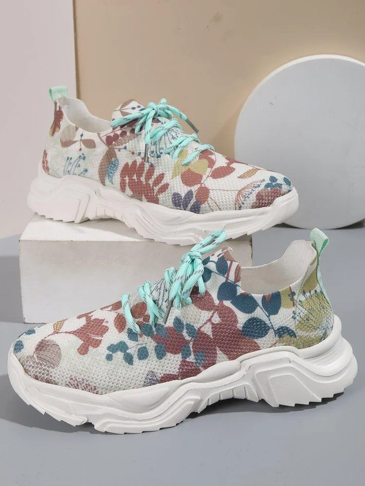 Floral Print Lace-up Breathable Orthopedic Sneakers - Last Day 60% OFF