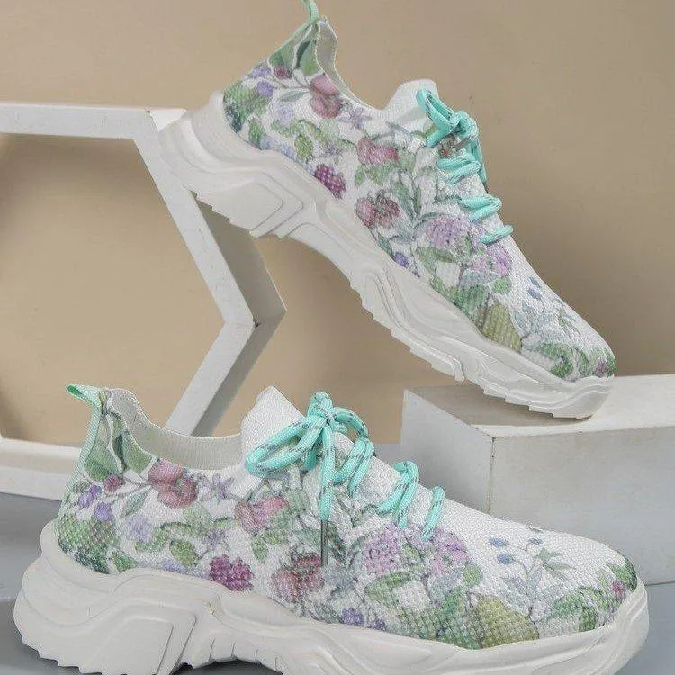 Floral Print Lace-up Breathable Orthopedic Sneakers - Last Day 60% OFF