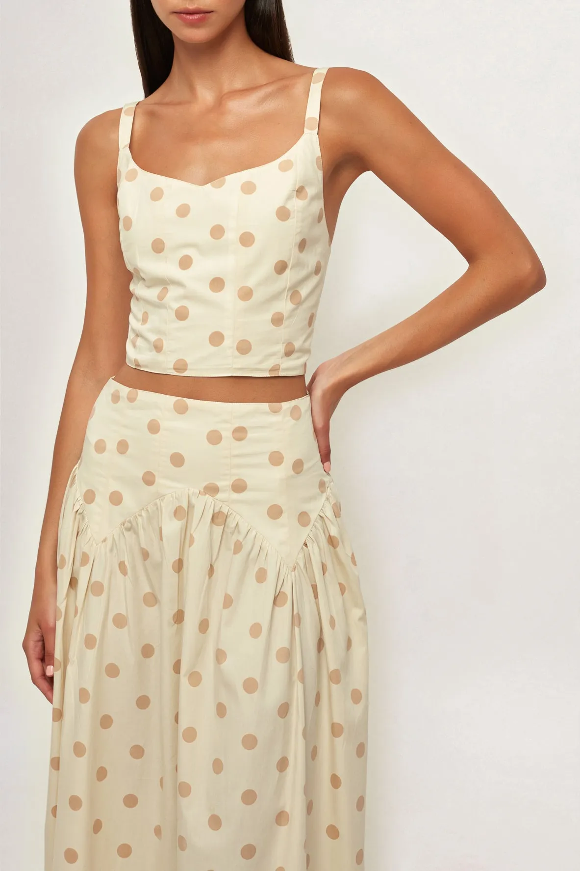 Framed Crop | Textured Waist Midi Skirt