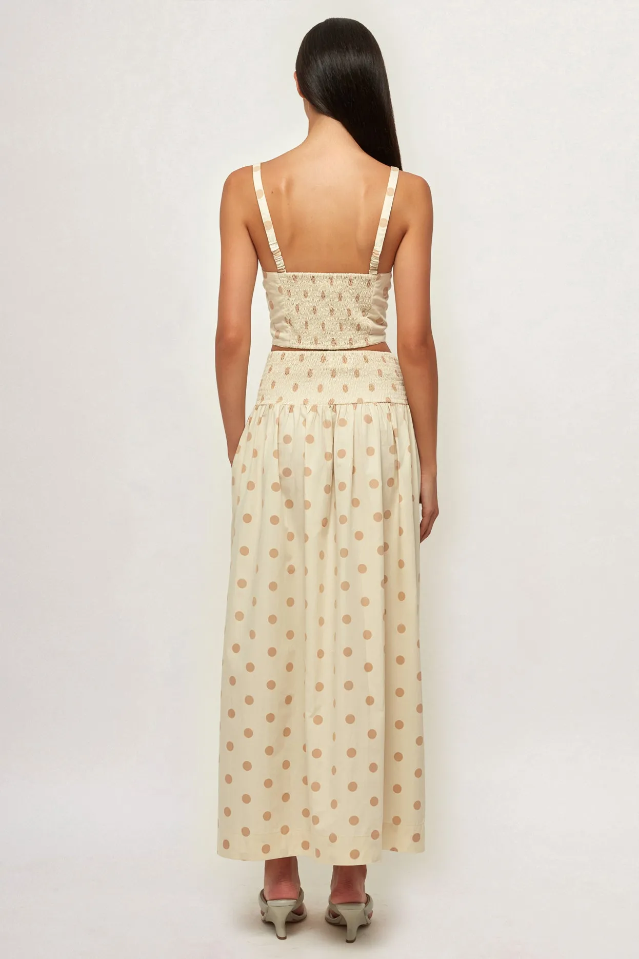 Framed Crop | Textured Waist Midi Skirt