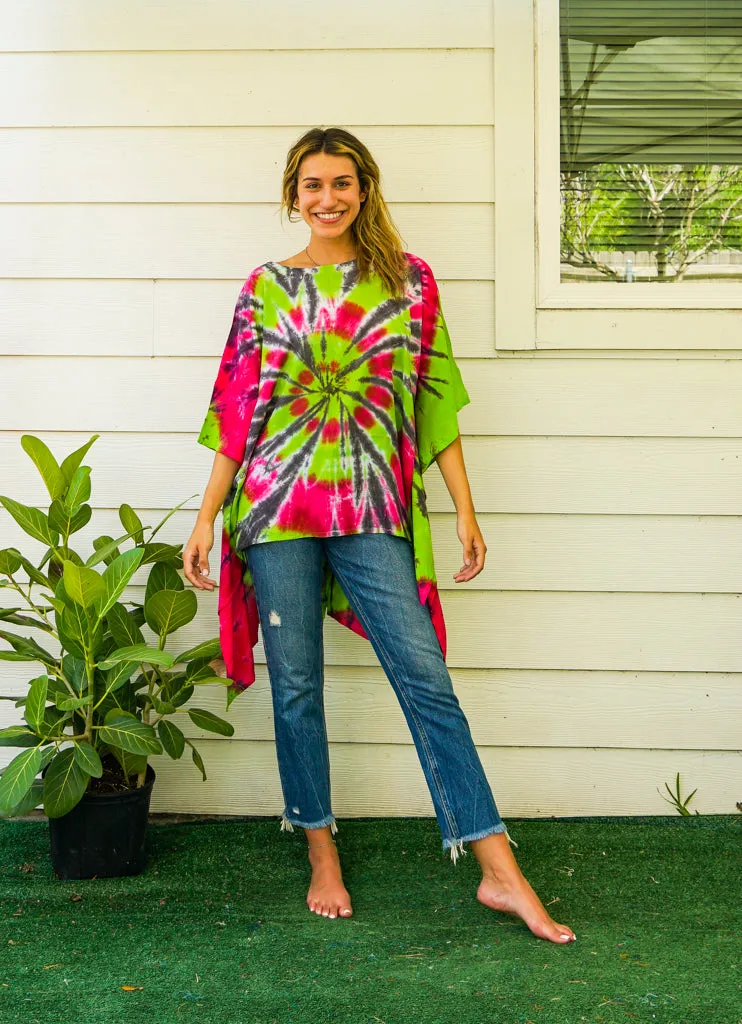 Garden Bloom Hand Dyed Tunic Kaftan Blouse Oversize Top