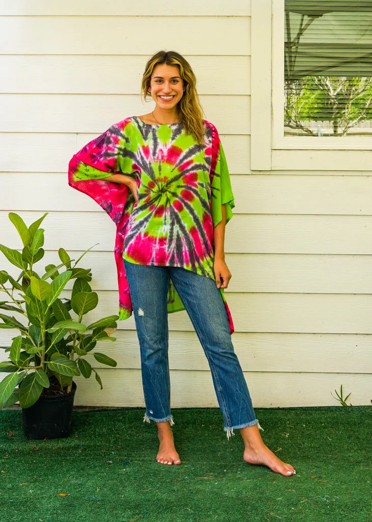 Garden Bloom Hand Dyed Tunic Kaftan Blouse Oversize Top