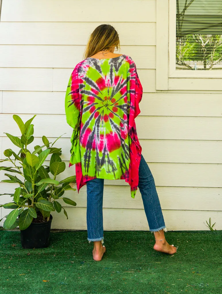 Garden Bloom Hand Dyed Tunic Kaftan Blouse Oversize Top