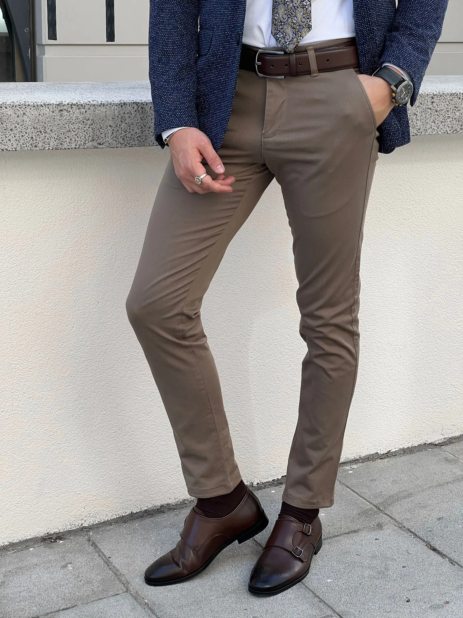 Giorgio Slim Fit Cotton Mink Pants - Versatile Elegance for Every Occasion