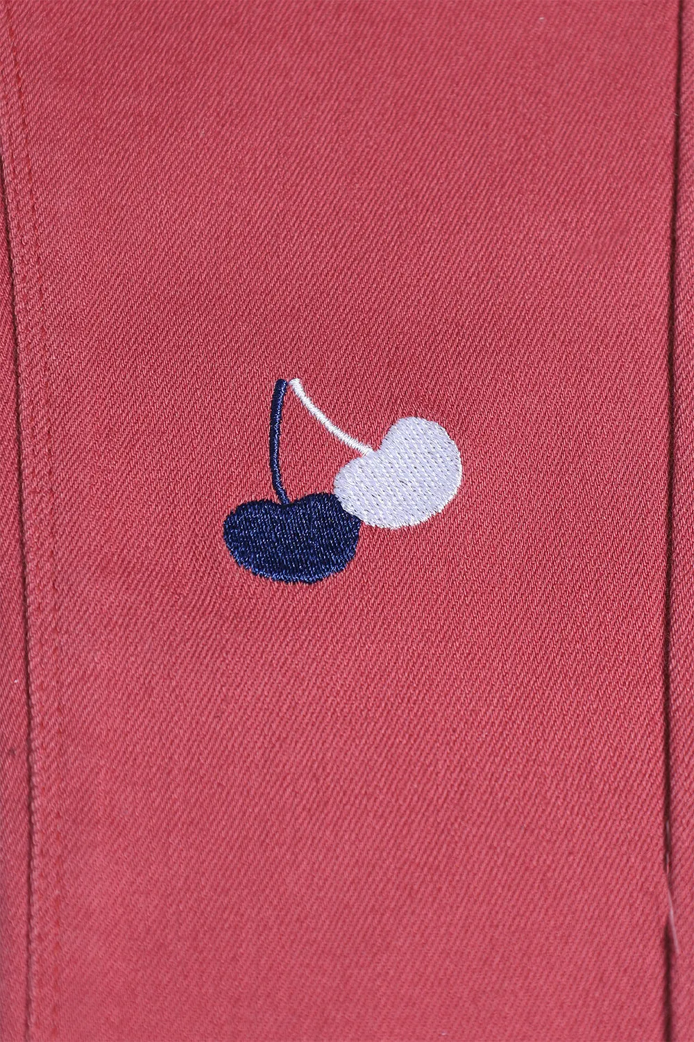 GIRL'S TWILL PENT EMB. - CHERRY