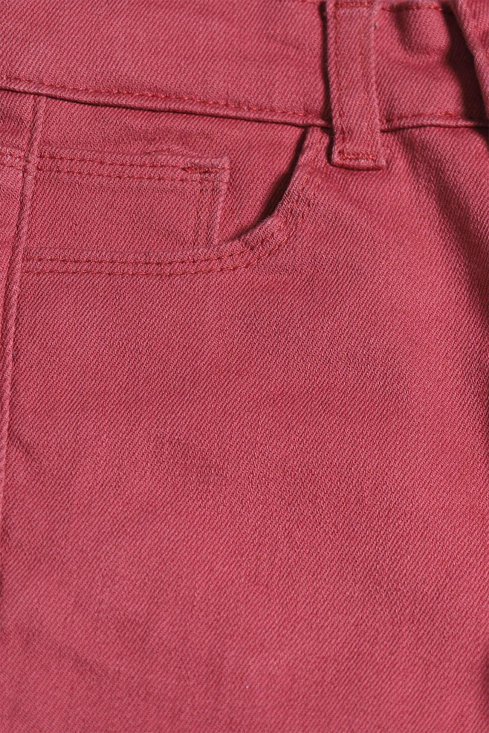 GIRL'S TWILL PENT EMB. - CHERRY