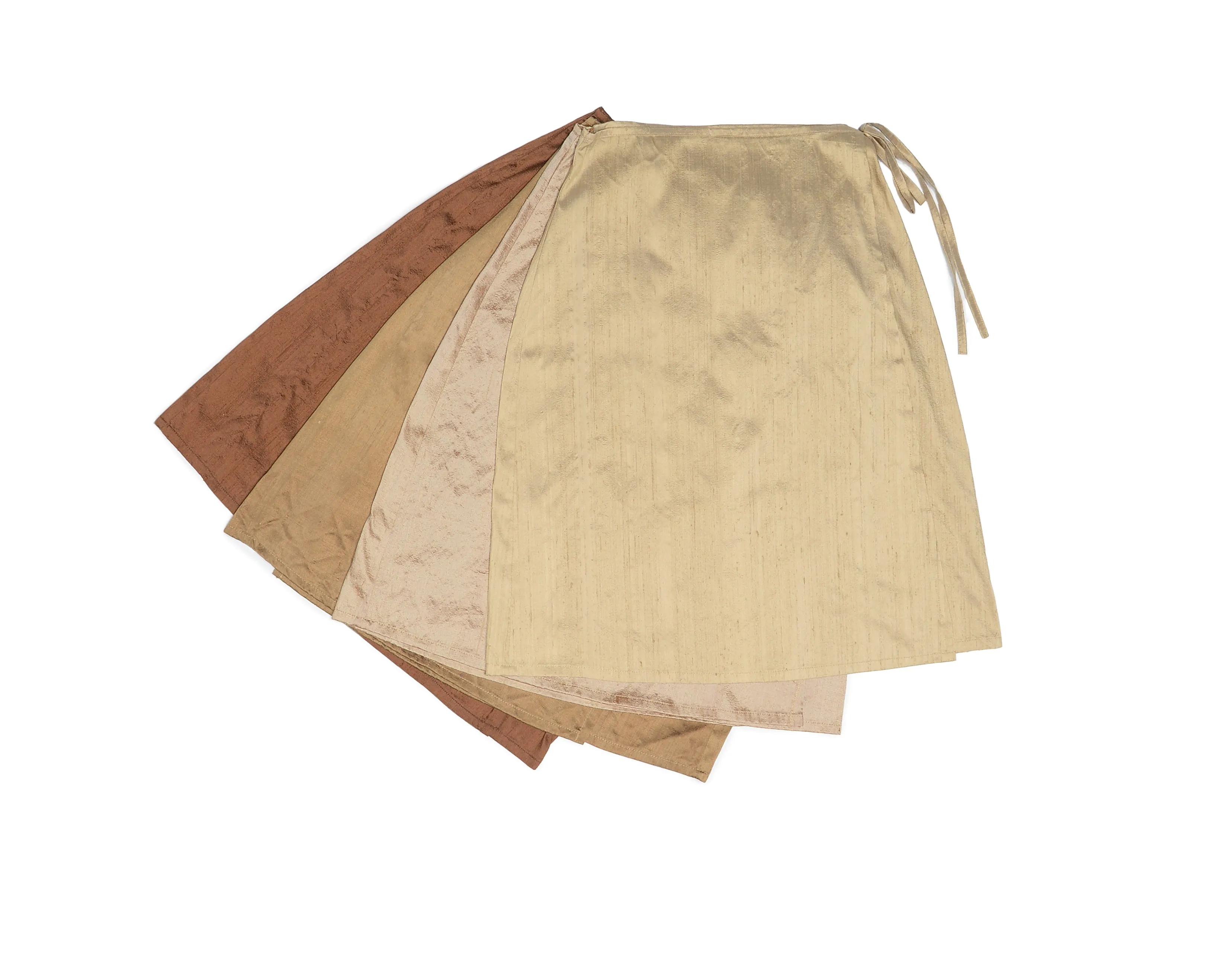 Golden Brown Nude Silk Wrap Skirt