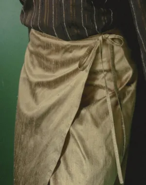 Golden Brown Nude Silk Wrap Skirt