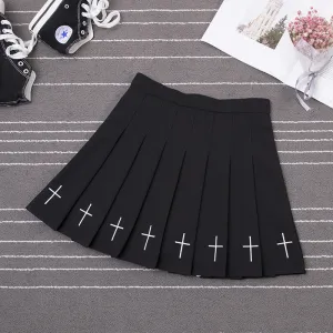 “GOTH EMBROIDERY” PLEATED SKIRT W041103