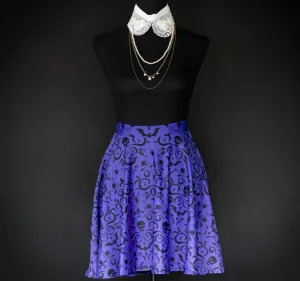Gothic Damask Skater Skirt - Purple