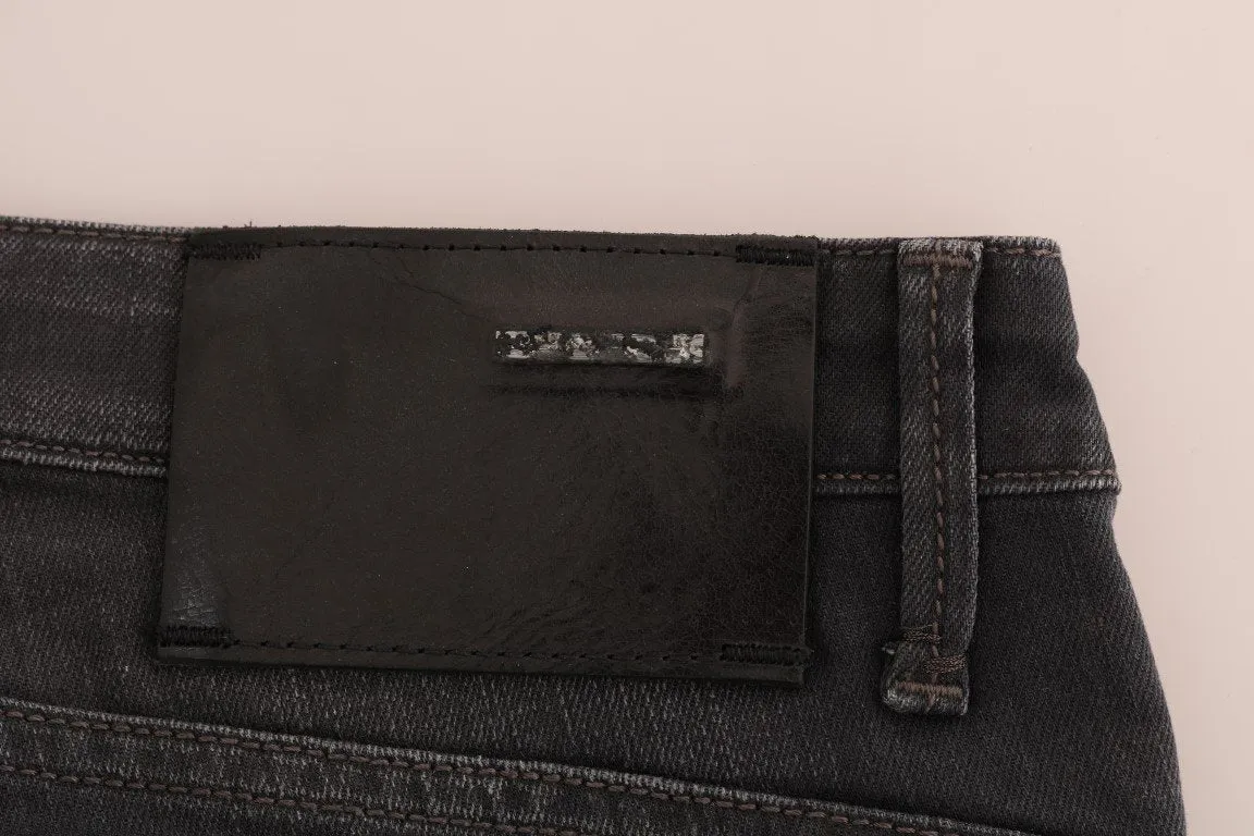 Gray Cotton Slim Fit Denim Jeans
