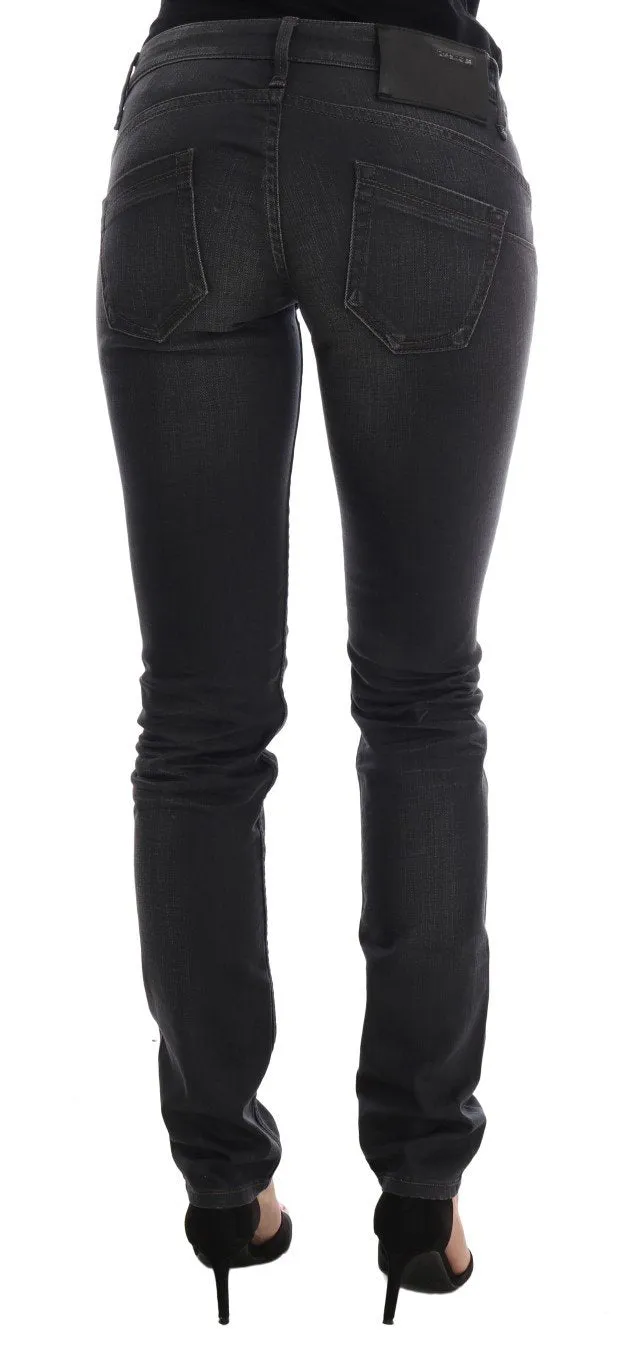 Gray Cotton Slim Fit Denim Jeans
