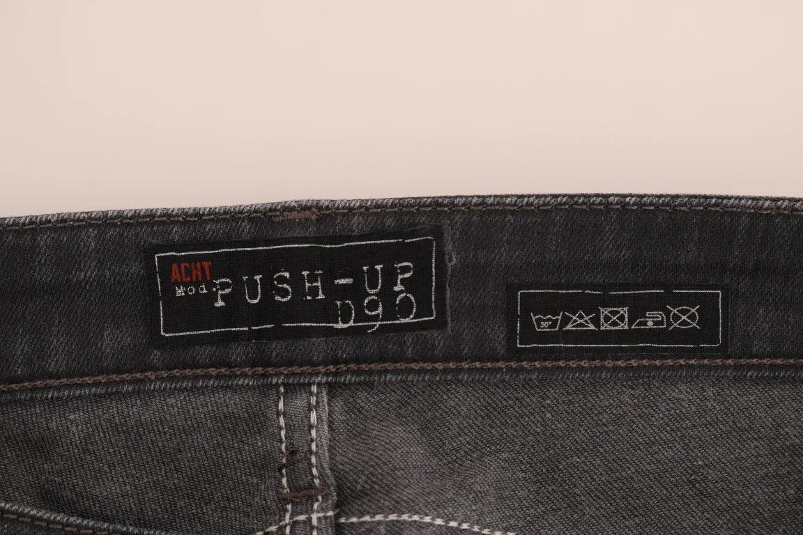 Gray Cotton Slim Fit Denim Jeans