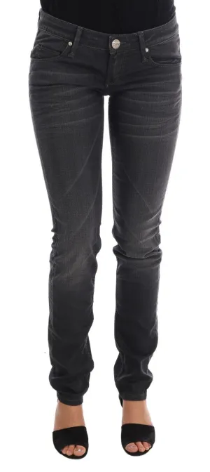 Gray Cotton Slim Fit Denim Jeans