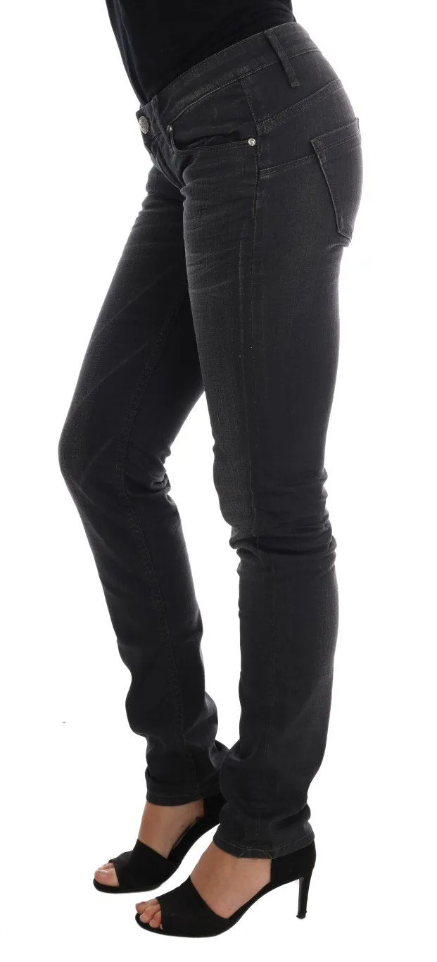 Gray Cotton Slim Fit Denim Jeans