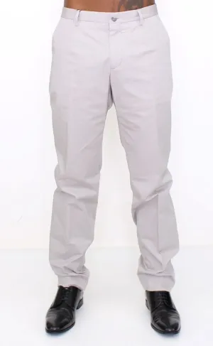 Gray Cotton Slim fit Pants Chinos