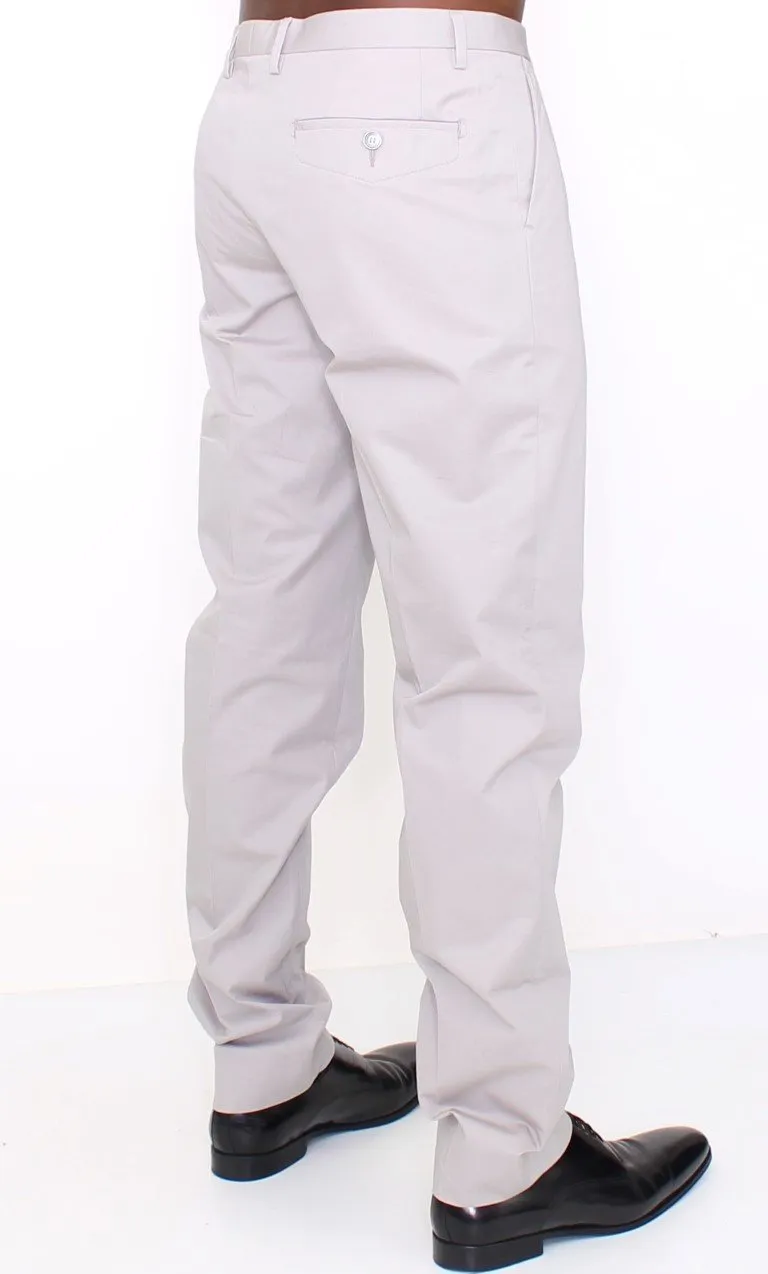 Gray Cotton Slim fit Pants Chinos