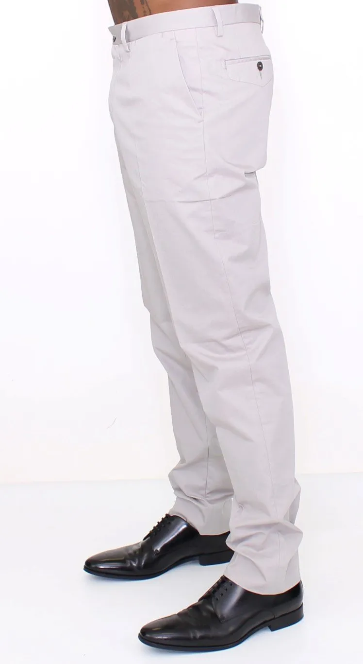 Gray Cotton Slim fit Pants Chinos