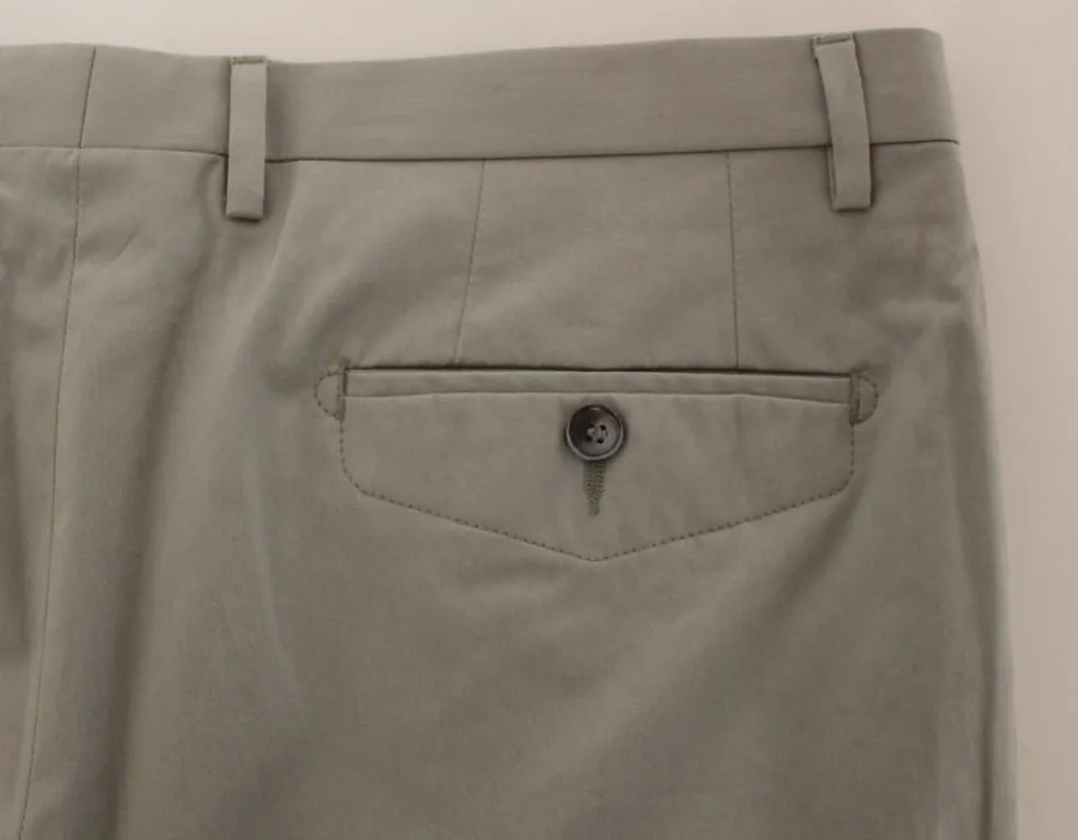 Gray Cotton Slim fit Pants Chinos