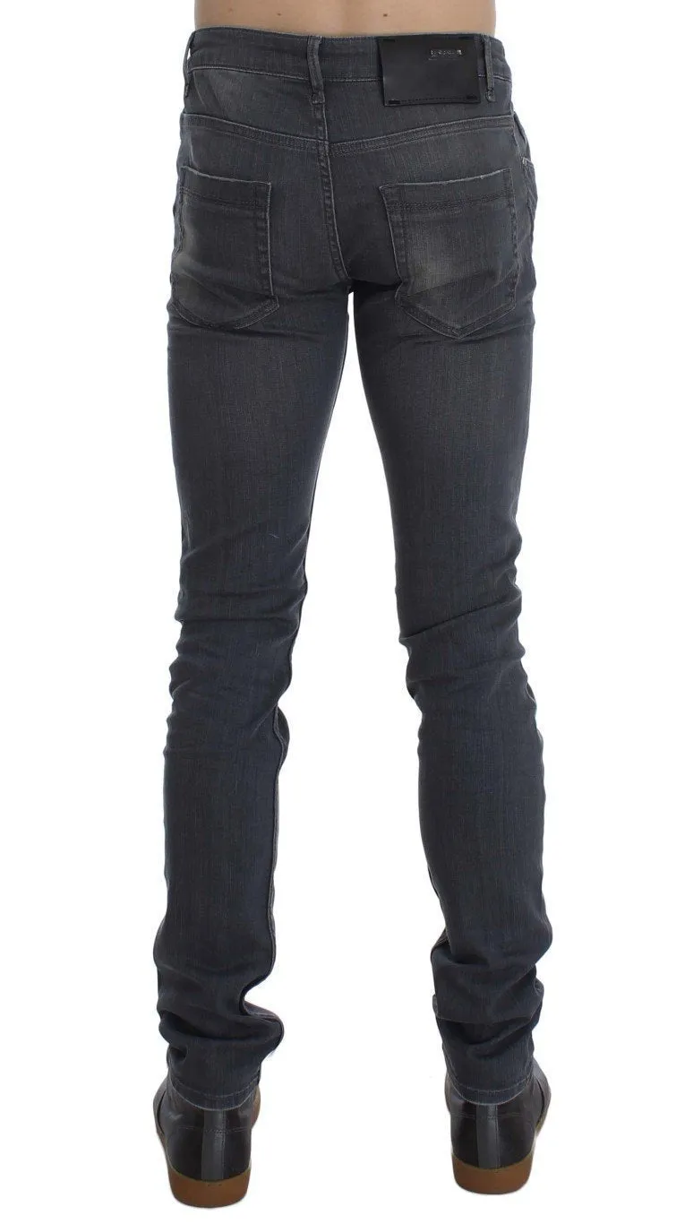 Gray Cotton Stretch Slim Fit Jeans