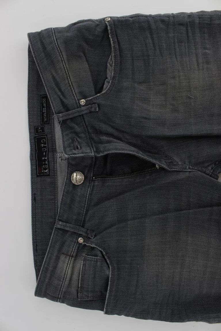 Gray Cotton Stretch Slim Fit Jeans