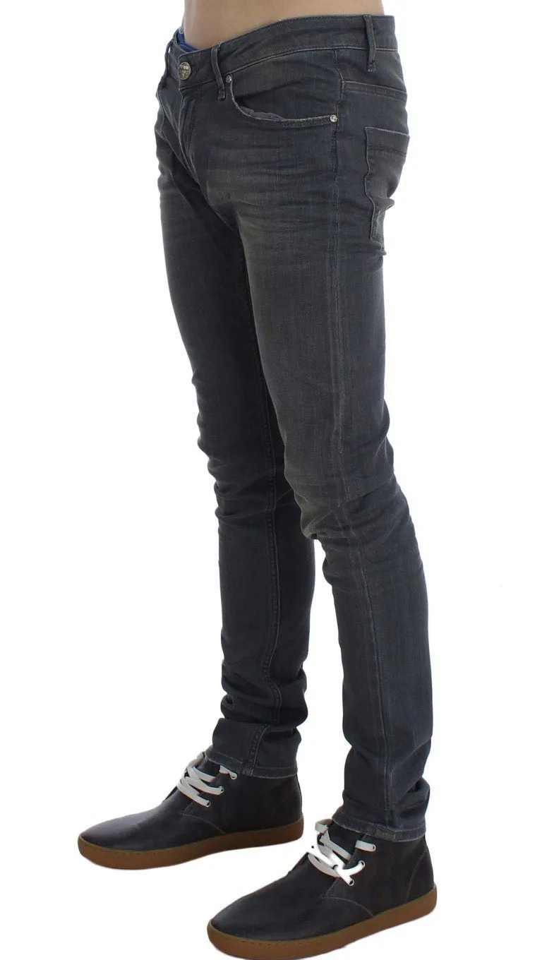 Gray Cotton Stretch Slim Fit Jeans