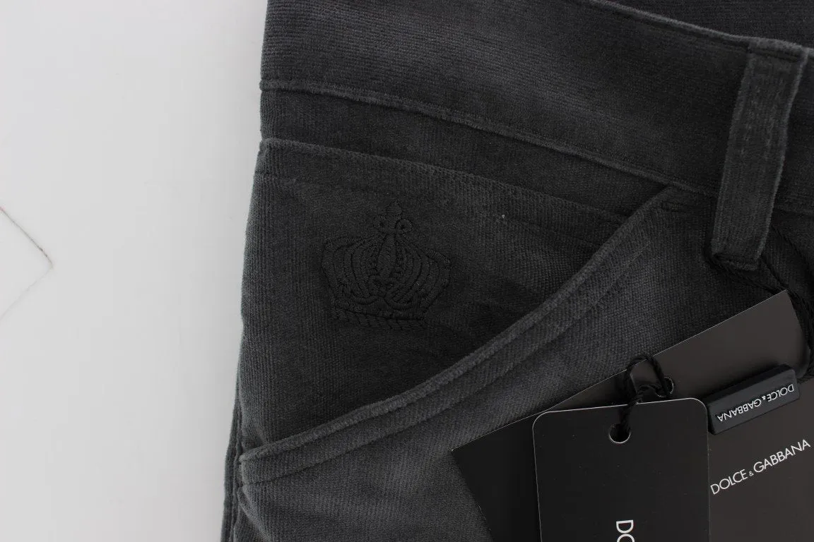 Gray Stretch Cotton Slim Fit Pants
