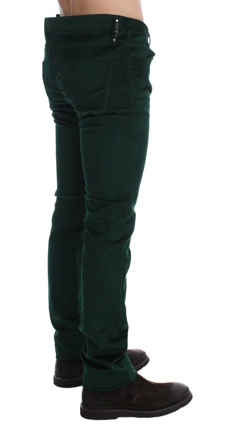 Green Corduroy Slim Fit Pants Jeans