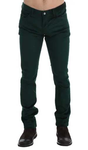 Green Corduroy Slim Fit Pants Jeans
