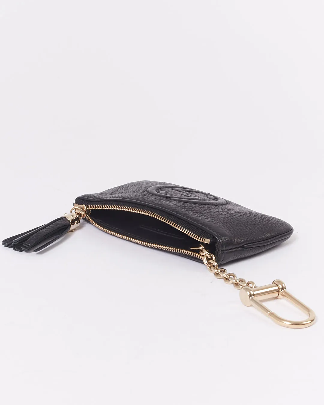 Gucci Black Pebbled Leather Soho Chain Coin Pouch