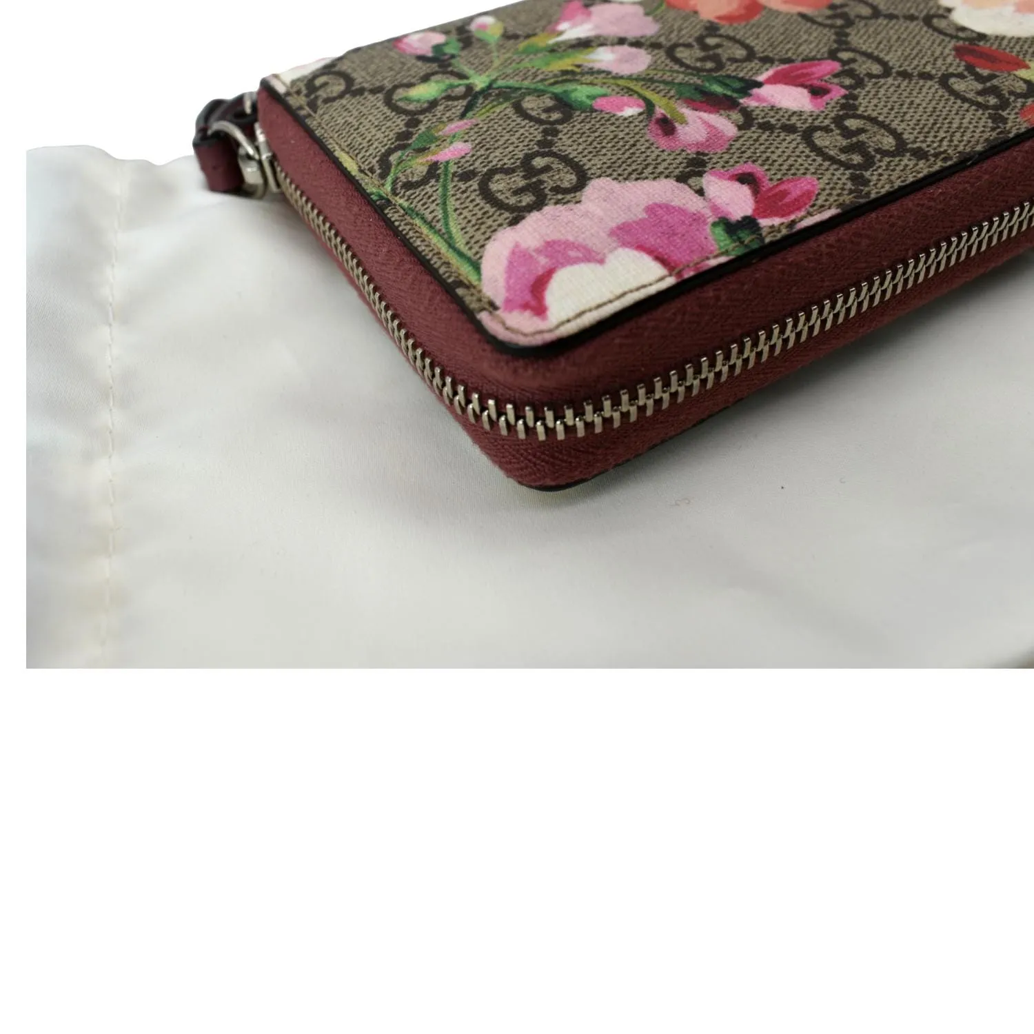 GUCCI Blooms Zip Around GG Canvas Wallet Beige 410076