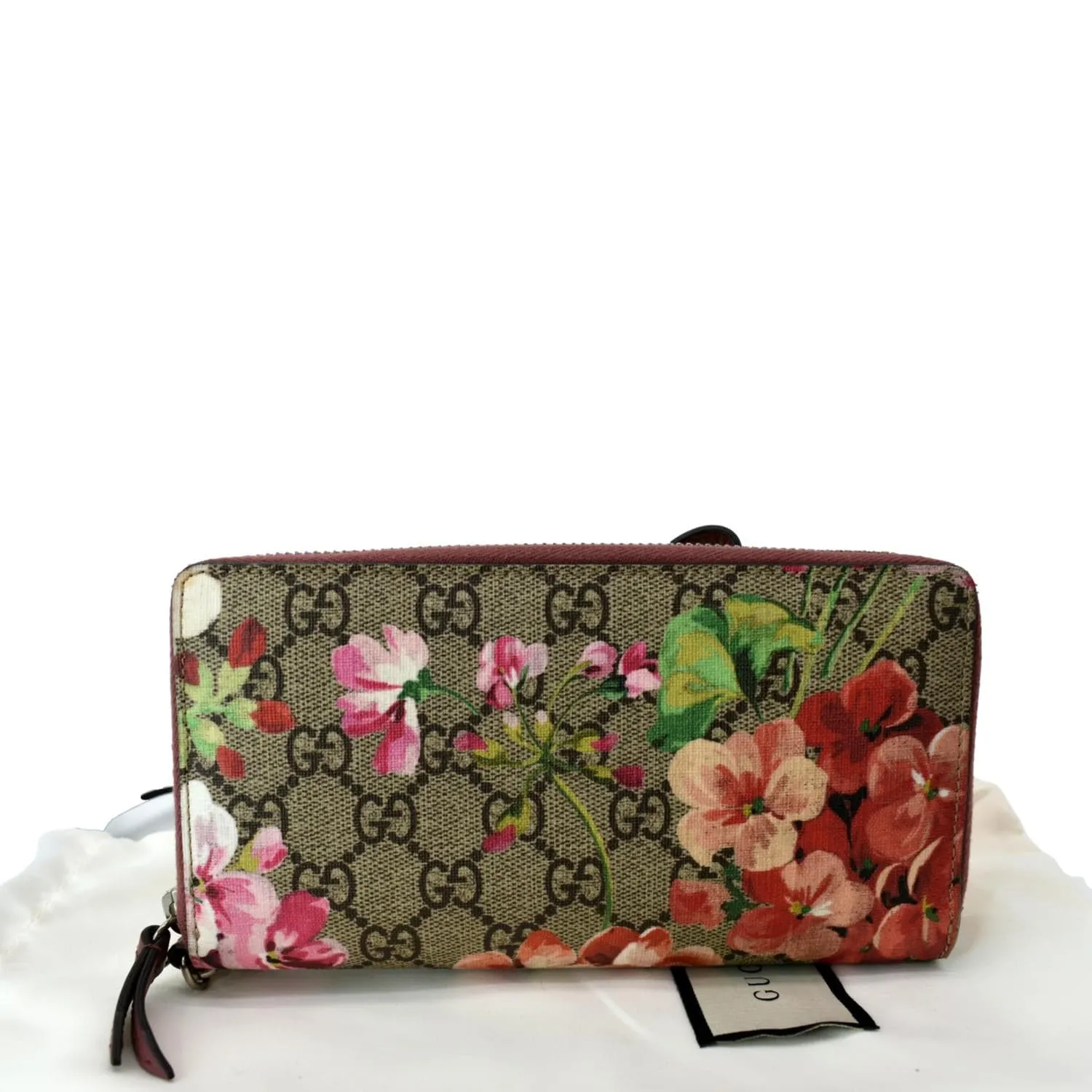 GUCCI Blooms Zip Around GG Canvas Wallet Beige 410076