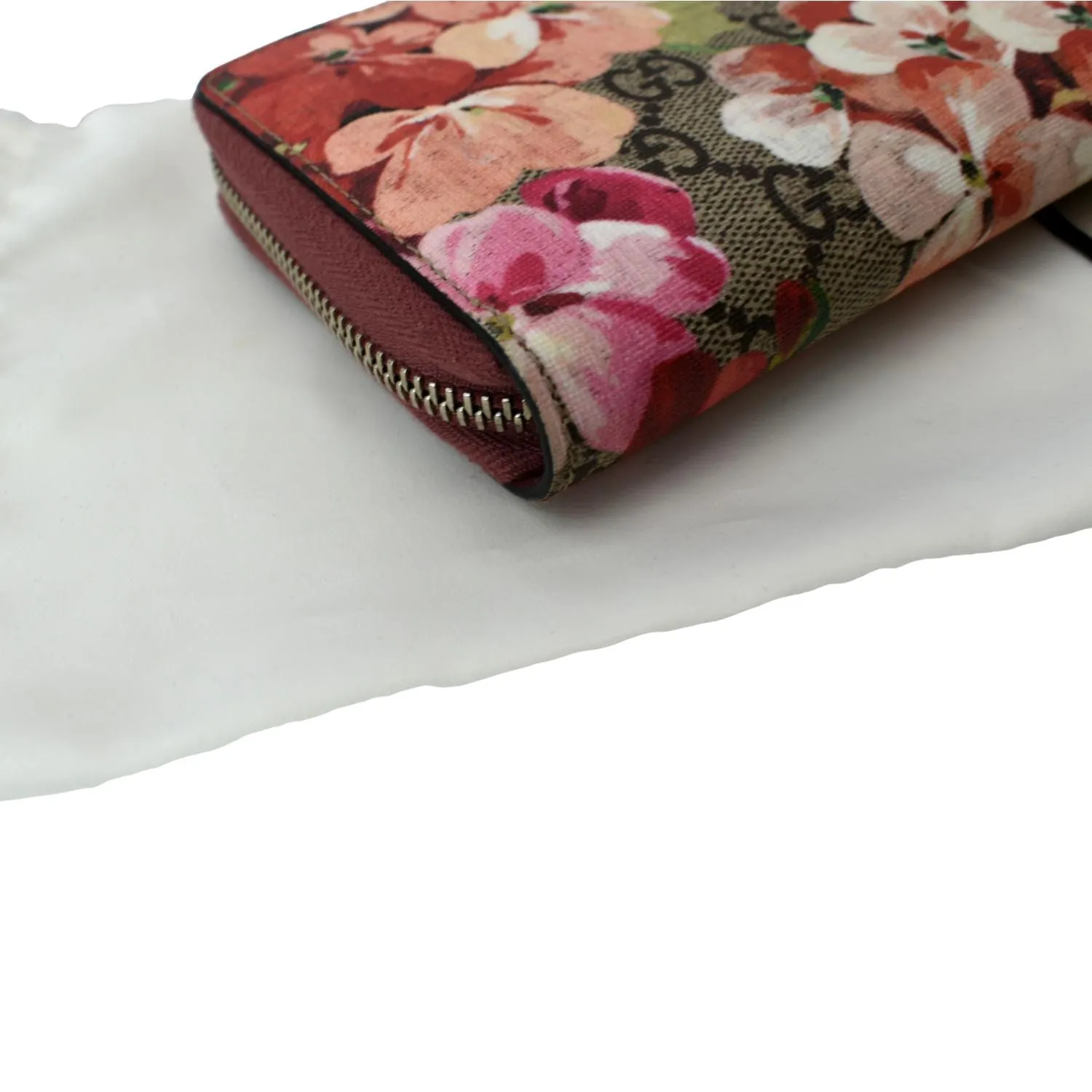 GUCCI Blooms Zip Around GG Canvas Wallet Beige 410076