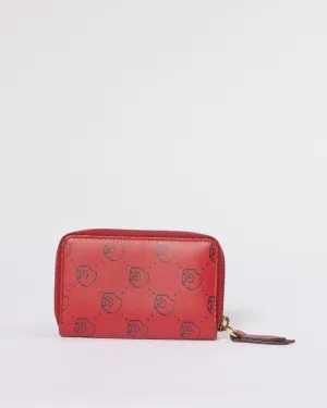 Gucci Red Leather GucciGhost Hamlet Skull Zip Around Card Card