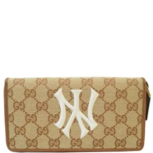GUCCI Zip Around NY New York Yankees Patch Wallet Beige 547791 - Last Call