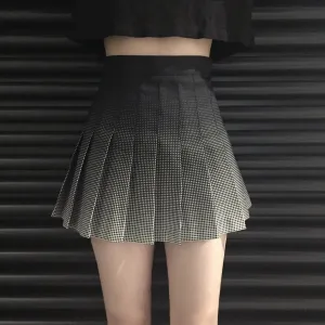 Harajuku Solar 2018 Women Autumn Summer Gradually Printed Plaid High Waist Vintage Skirts Black Preppy Style Pleated Skirts