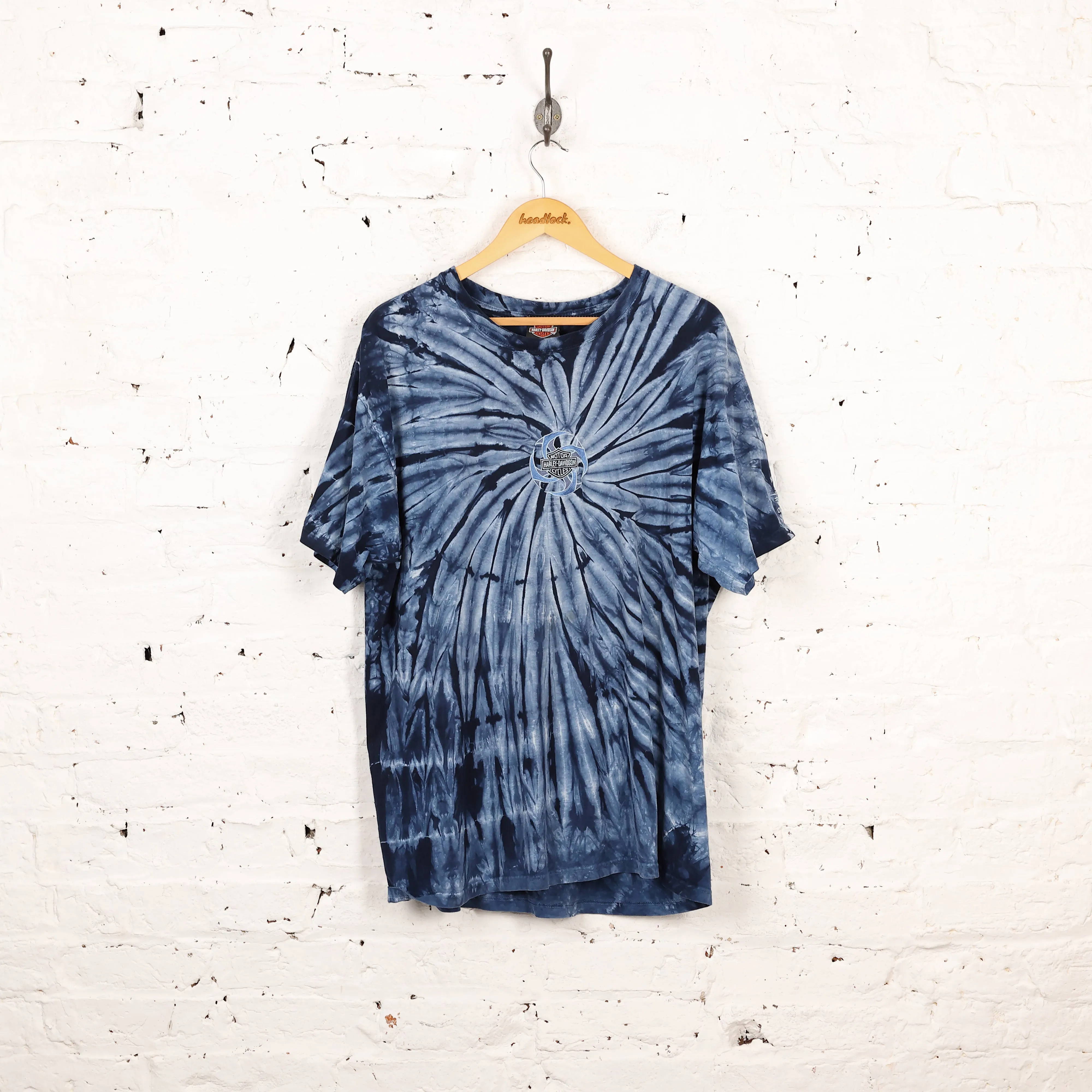 Harley Davidson Tie Dye T Shirt - Blue - L