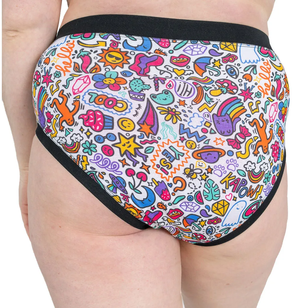 High Rise Briefs - Doodles