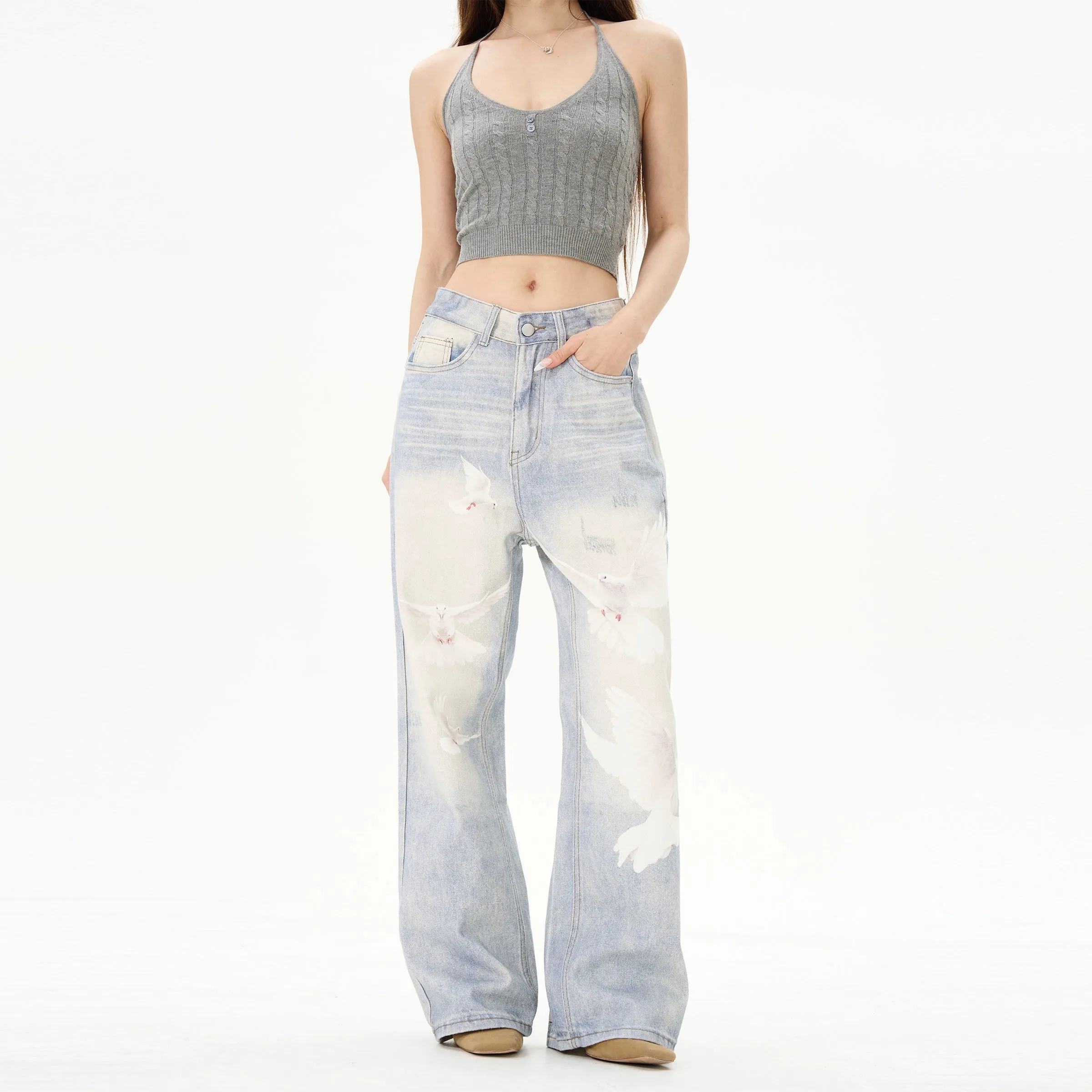 High Waist Straight Leg Jeans
