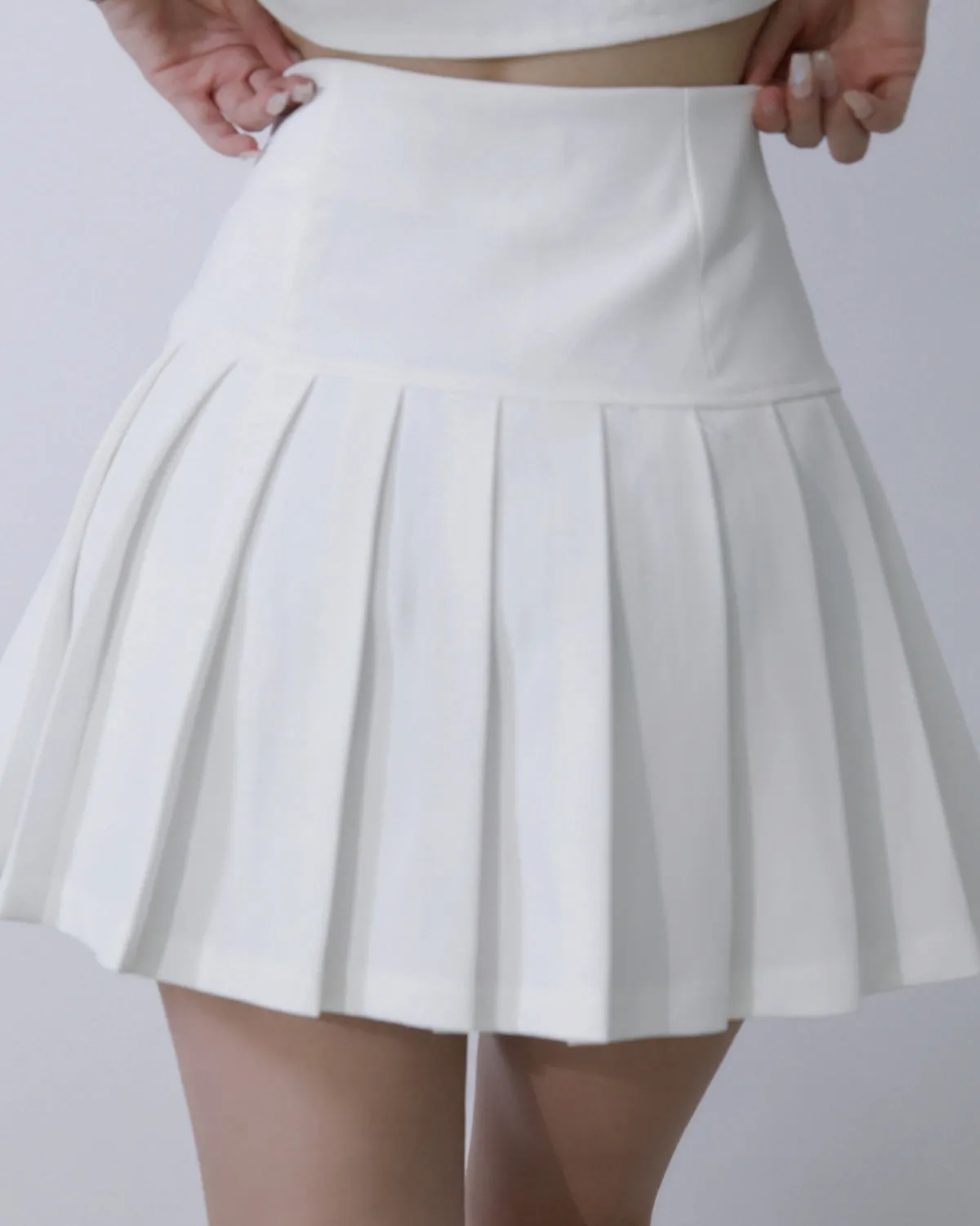 high waist straps thin pleated short skirt