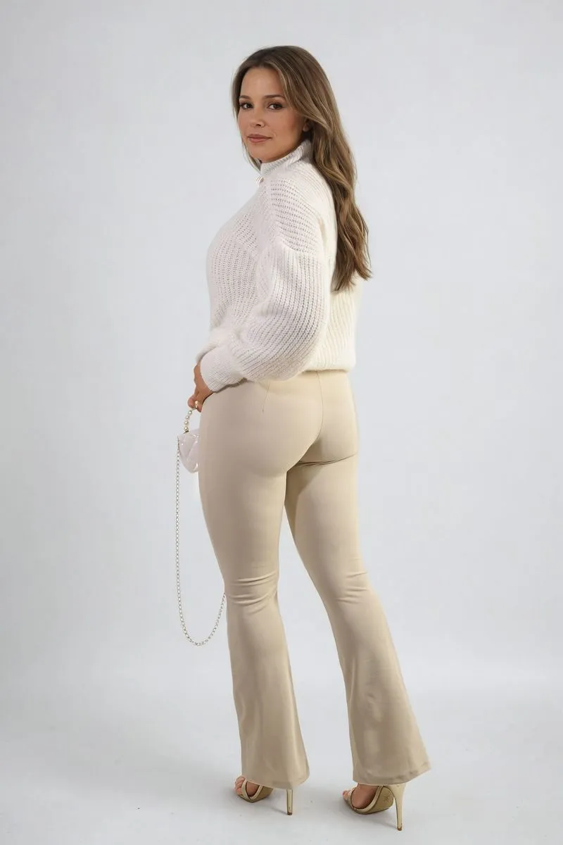 High Waisted Flare Leg Trouser