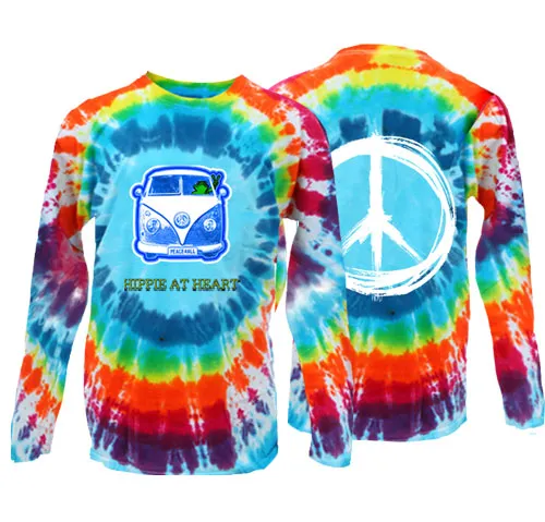 Hippie At Heart Frog Burst Tie Dye Long Sleeve T-Shirt - 3313