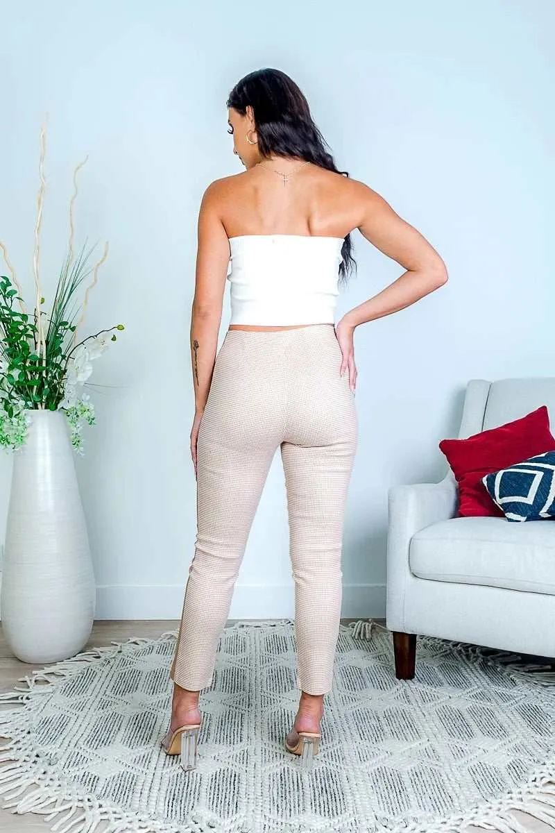 Houndstooth Slim Fit Cropped Pants