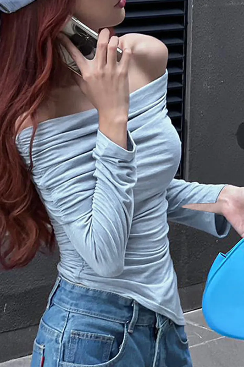 HTR1076 Off-Shoulder Wrap Top