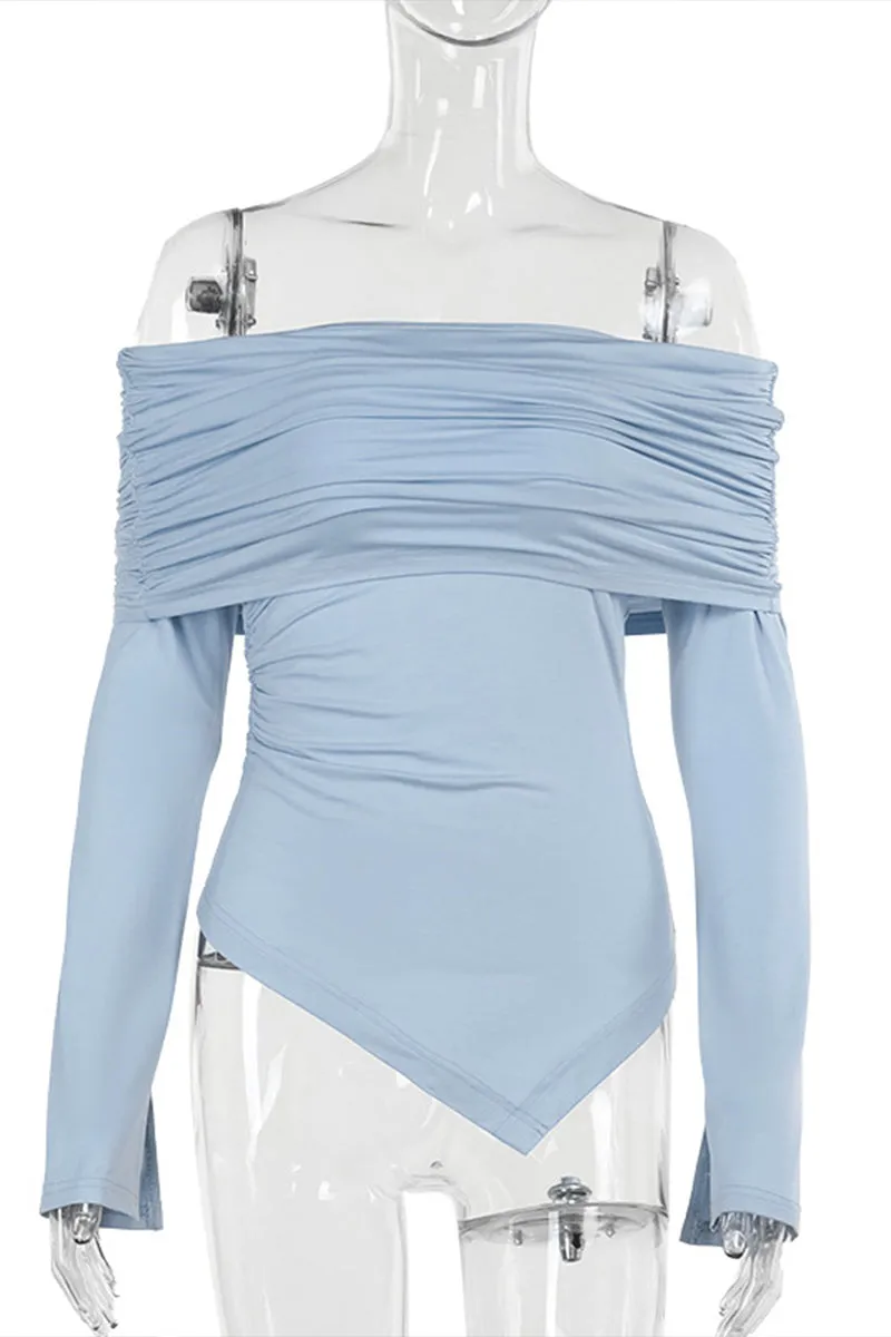 HTR1076 Off-Shoulder Wrap Top