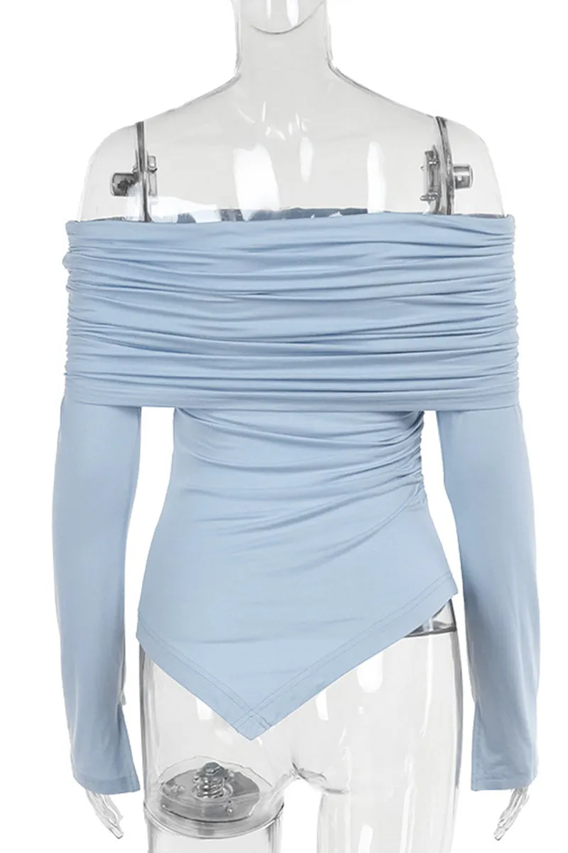 HTR1076 Off-Shoulder Wrap Top
